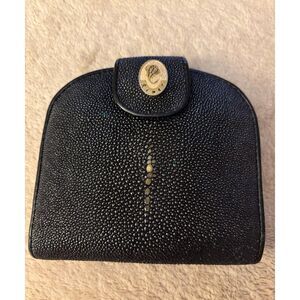 River Genuine Stingray Black Leather Women's Wallet Coin Purse Fiocchi Hardware